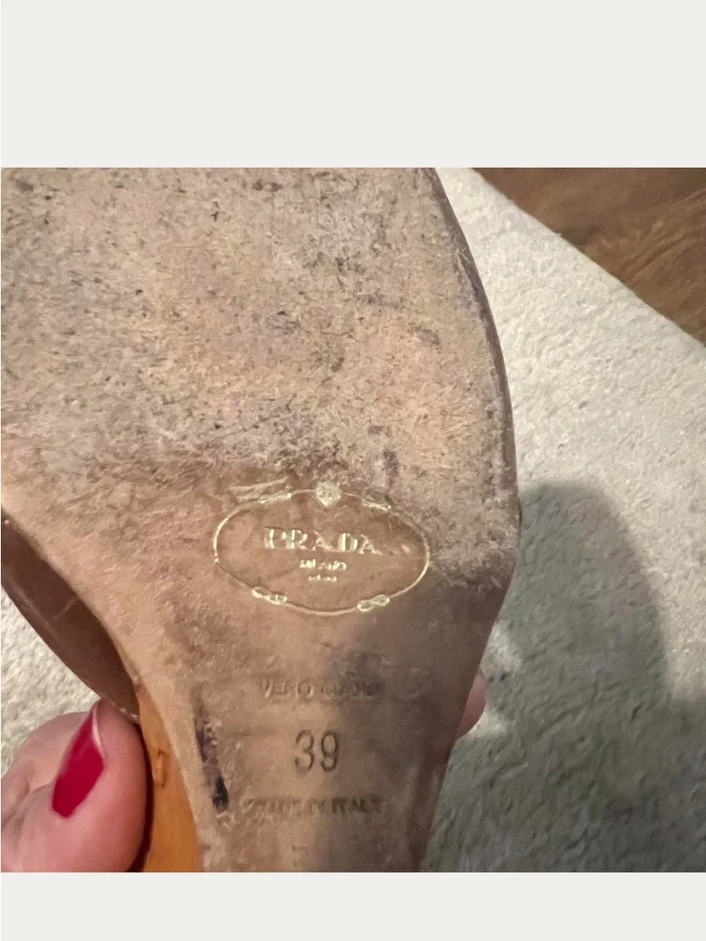 Prada Brown Leather Slingback Heels - Picture 3 of 5